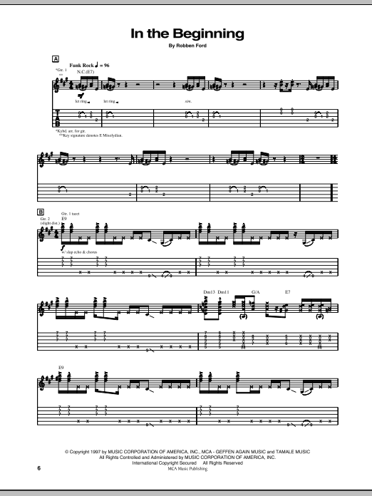 Download Robben Ford In The Beginning Sheet Music