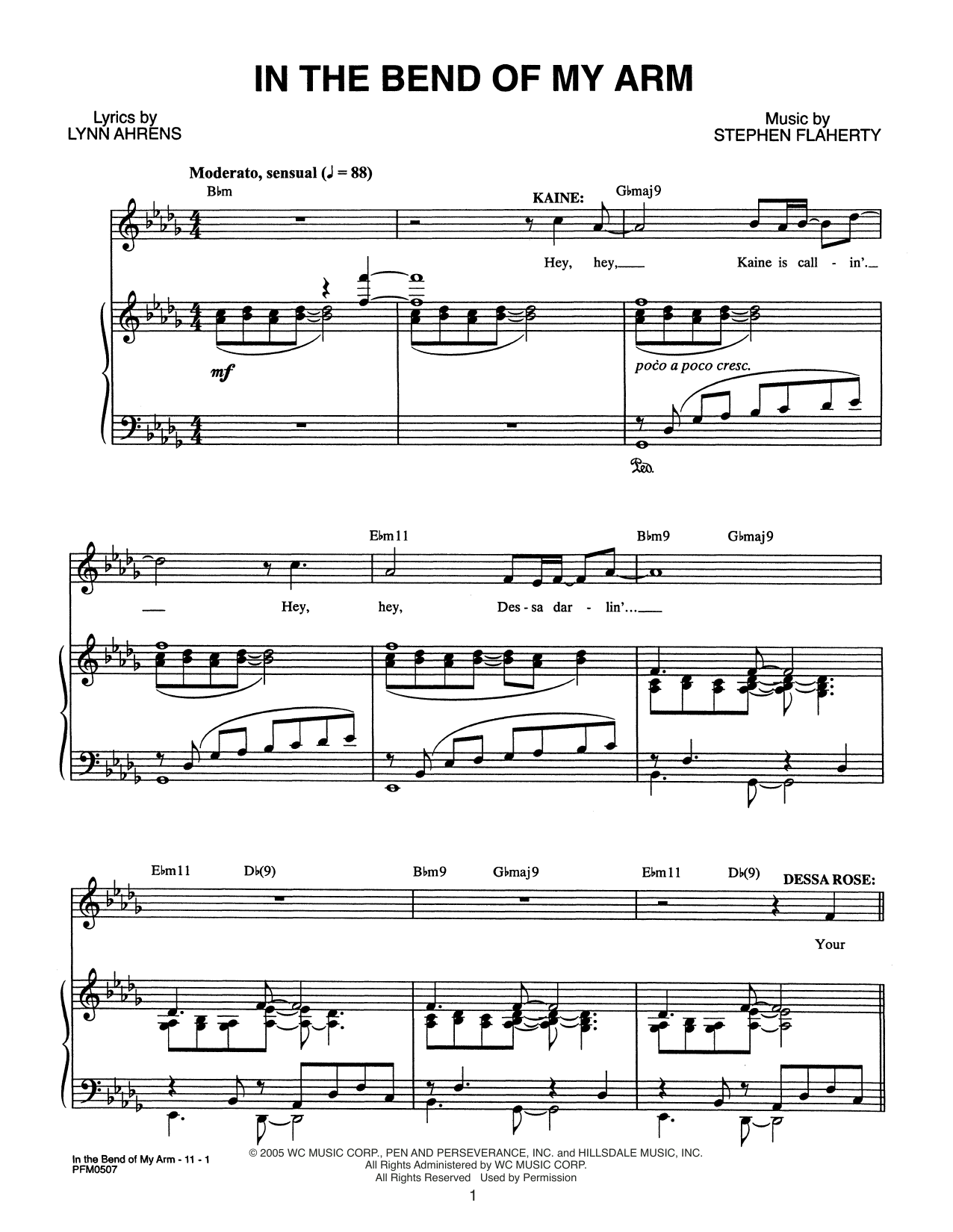 Download Lynn Ahrens and Stephen Flaherty In The Bend Of My Arm (from Dessa Rose: Sheet Music
