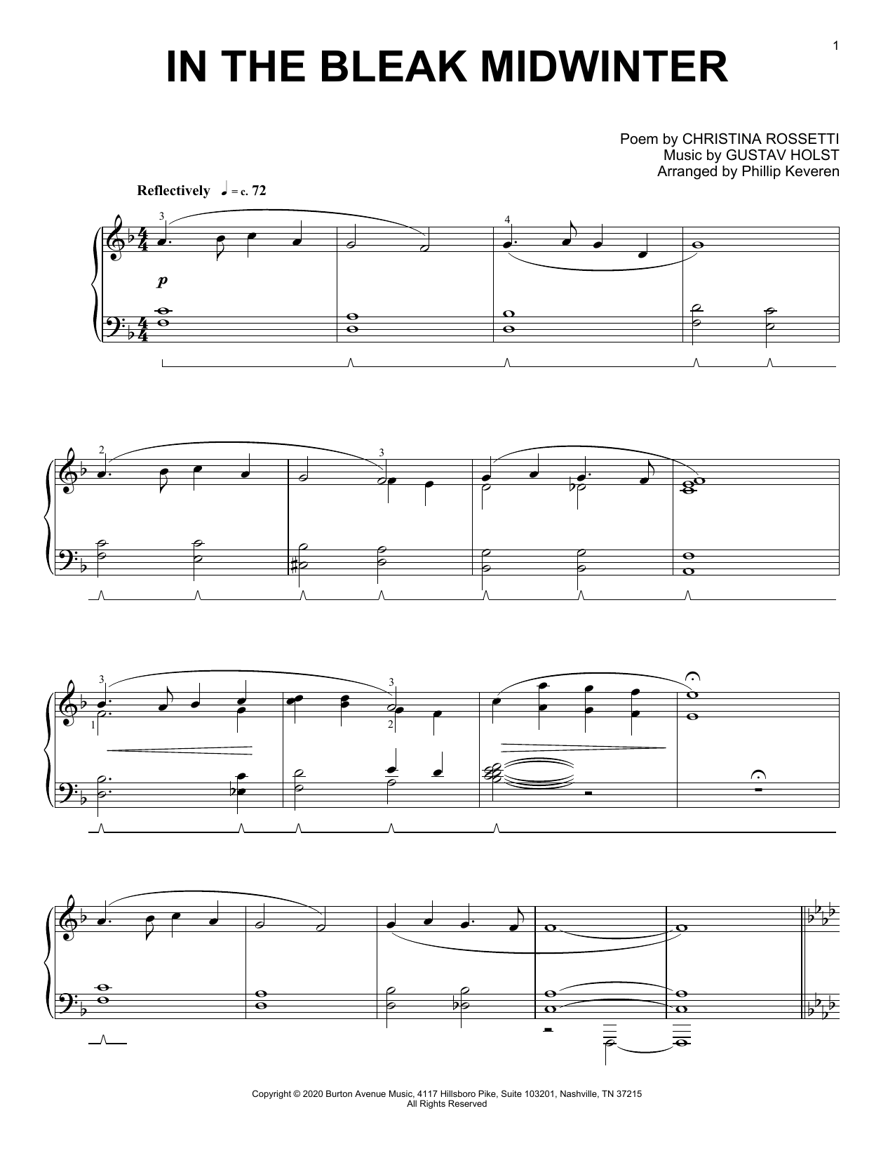 Download Gustav Holst In The Bleak Midwinter (arr. Phillip Ke Sheet Music