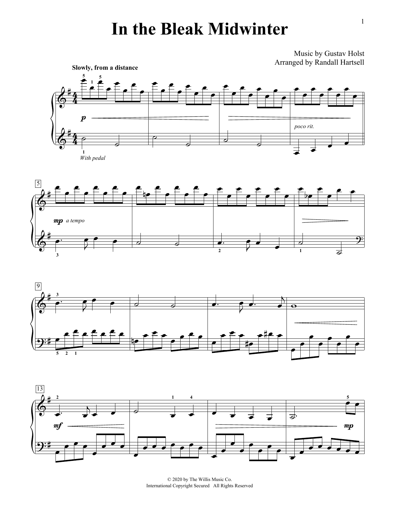 Download Gustav Holst In The Bleak Midwinter (arr. Randall Ha Sheet Music