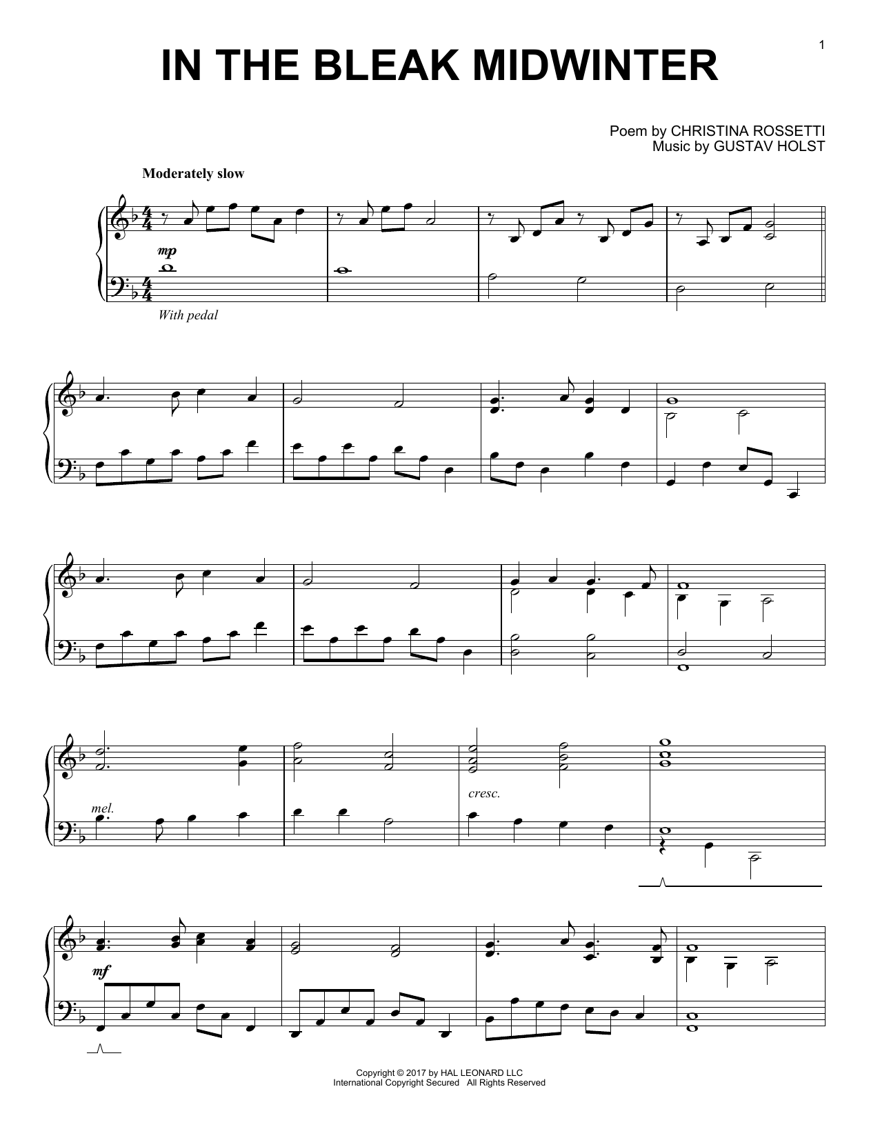 Download Gustav Holst In The Bleak Midwinter Sheet Music
