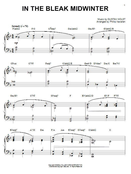 Download Gustav Holst In The Bleak Midwinter [Jazz version] ( Sheet Music