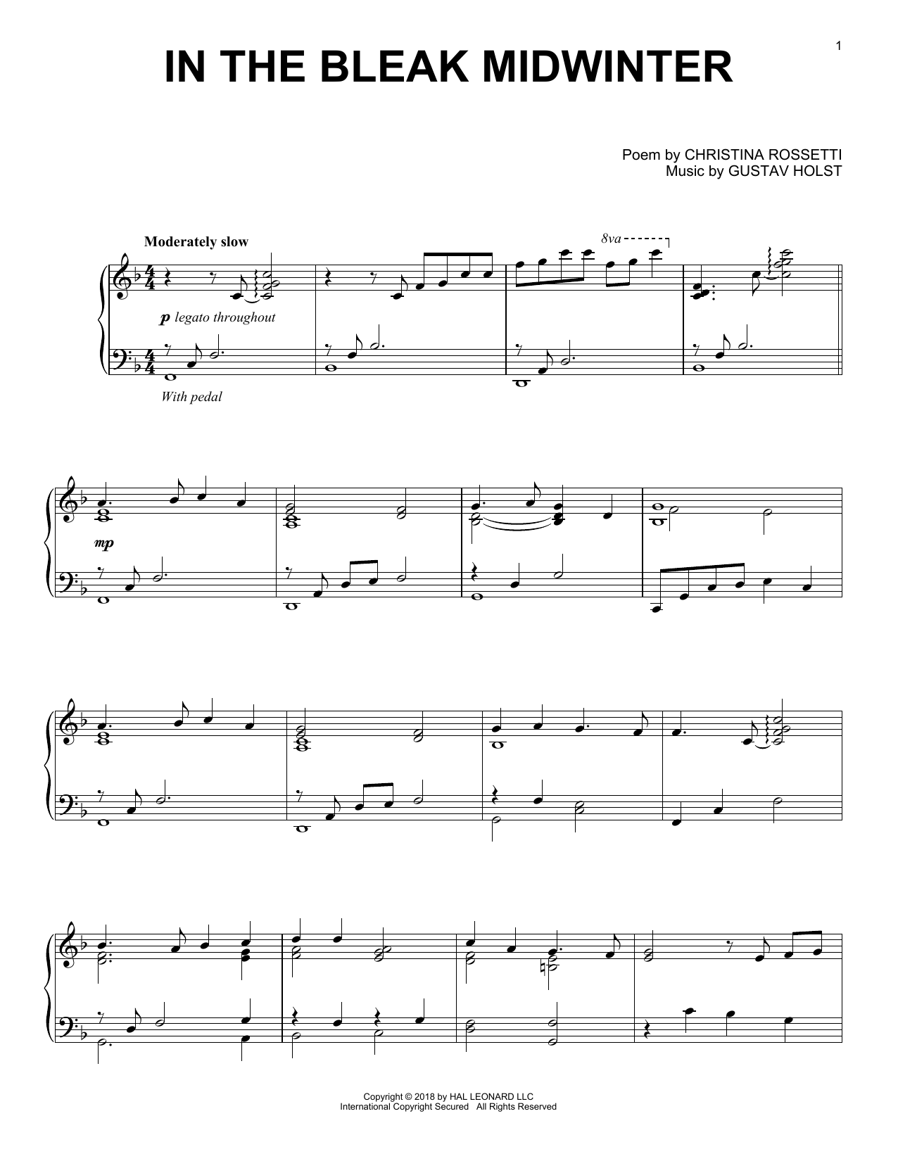 Download Gustav Holst In The Bleak Midwinter [Jazz version] Sheet Music