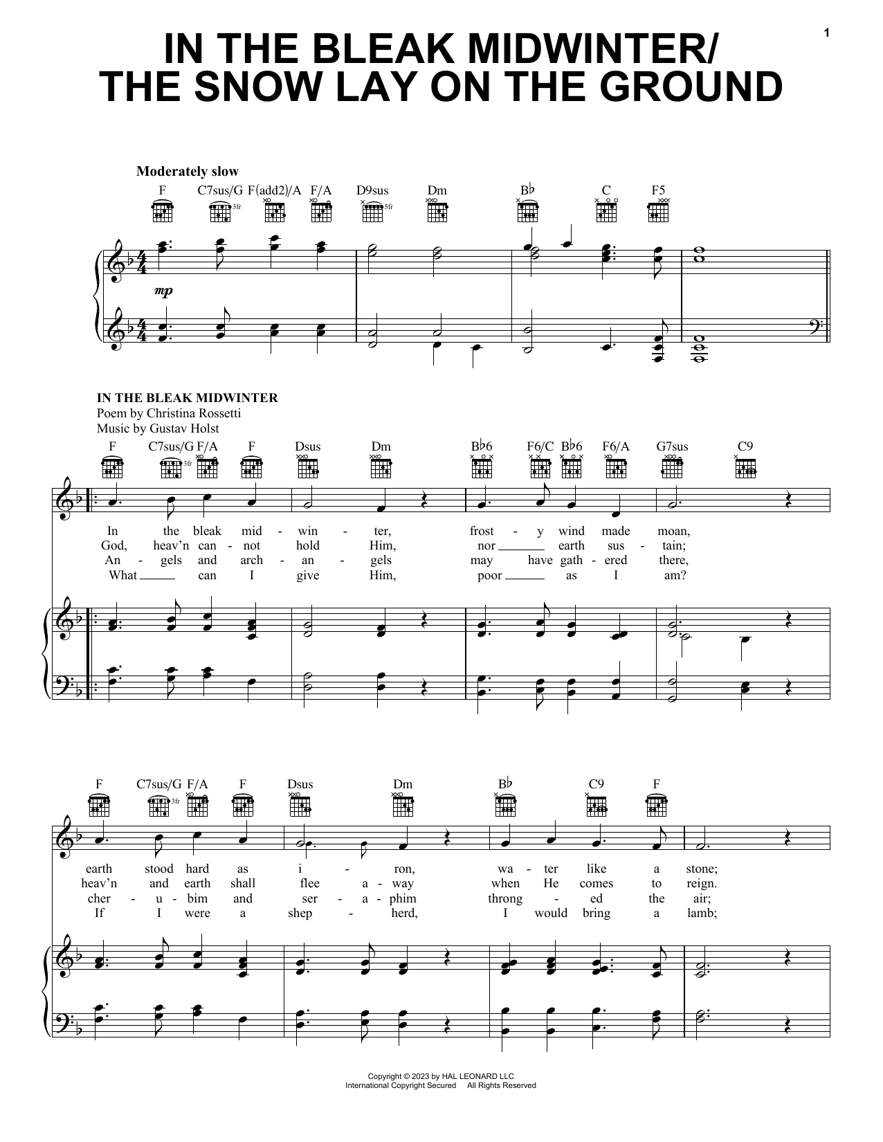 Various In The Bleak Midwinter/The Snow Lay On The Ground sheet music notes printable PDF score