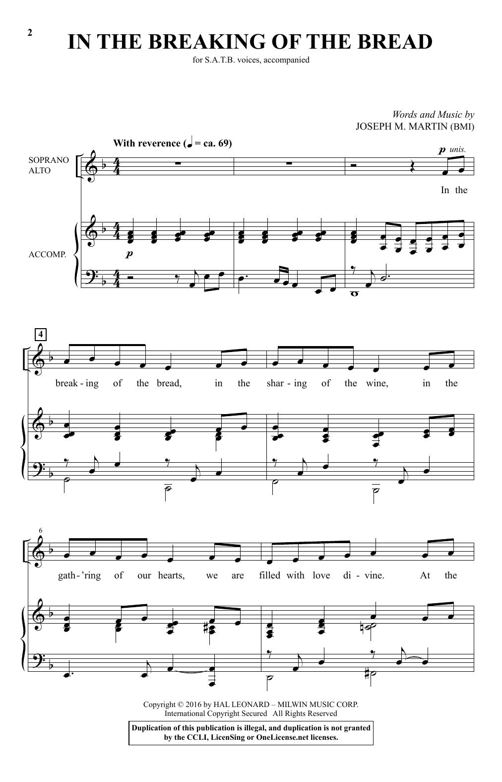 Download Joseph M. Martin In The Breaking Of The Bread Sheet Music
