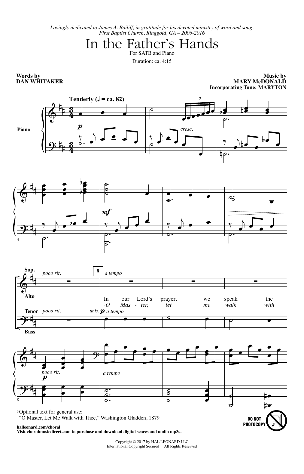 Download Mary McDonald In The Father's Hands Sheet Music