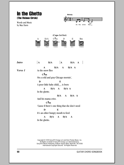 Download Elvis Presley In The Ghetto (The Vicious Circle) Sheet Music