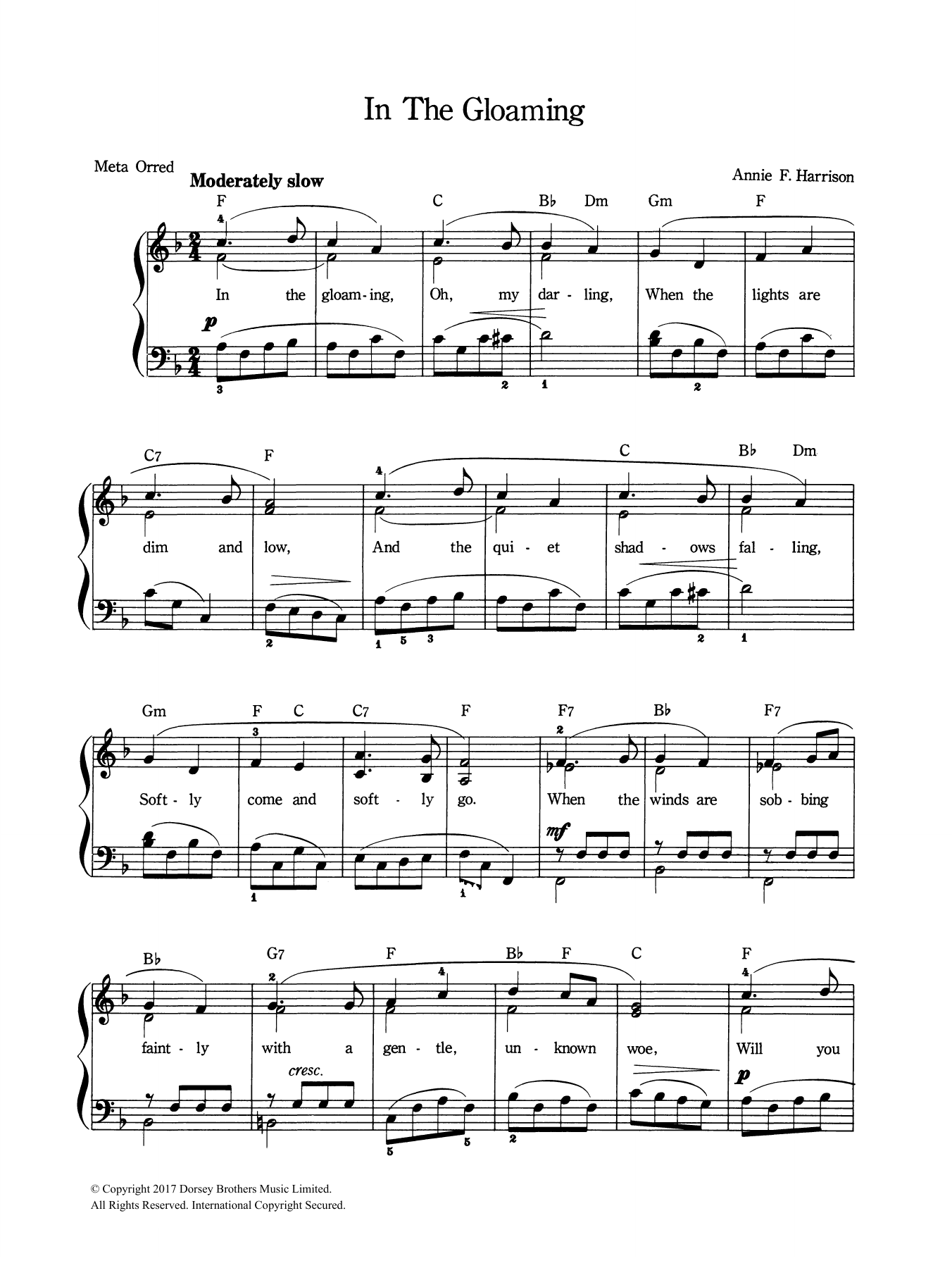 Download Annie F. Harrison In The Gloaming Sheet Music