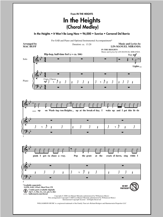 Download Lin-Manuel Miranda In The Heights (Choral Medley) (arr. Ma Sheet Music