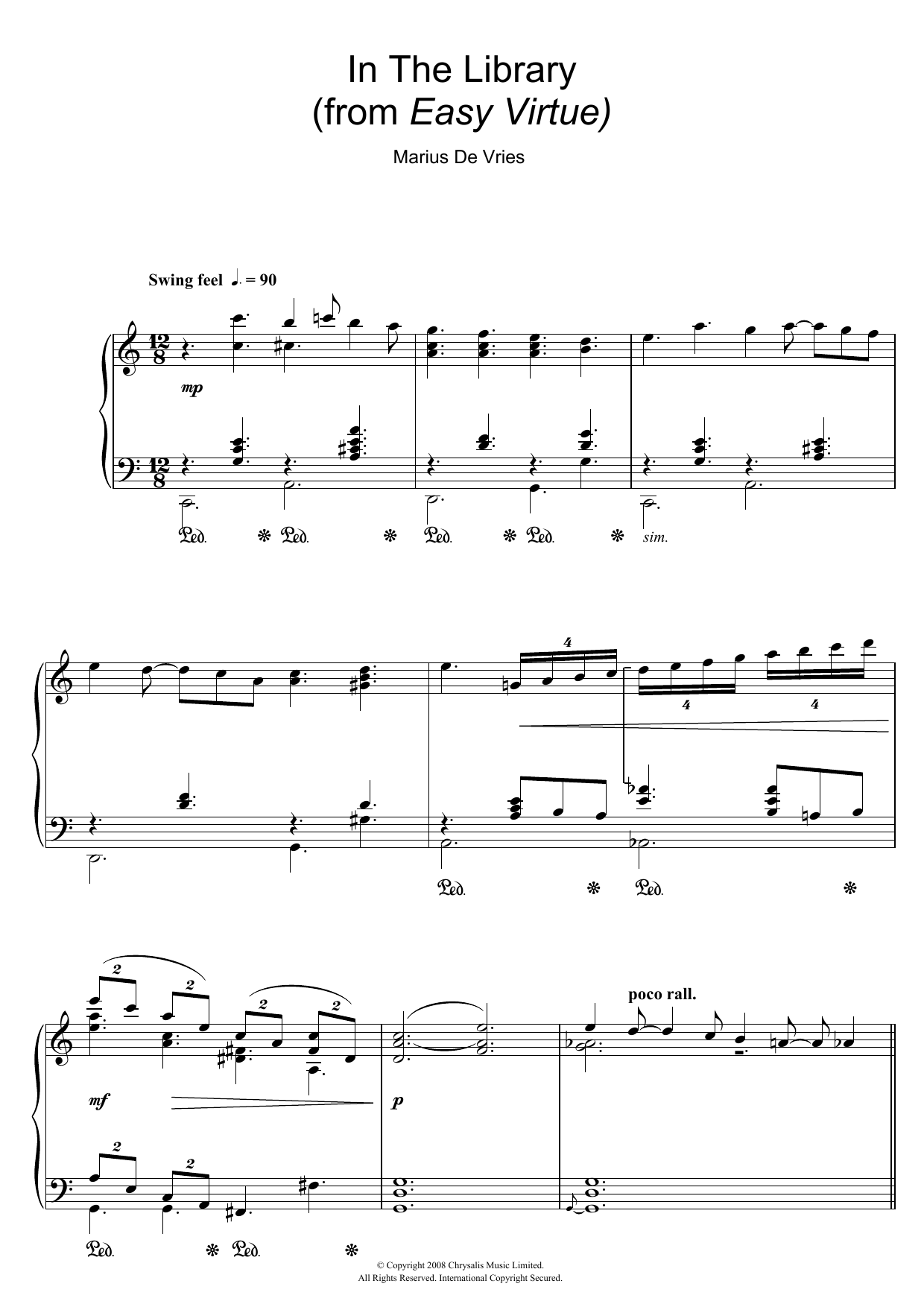 Download Marius De Vries In The Library (from Easy Virtue) Sheet Music