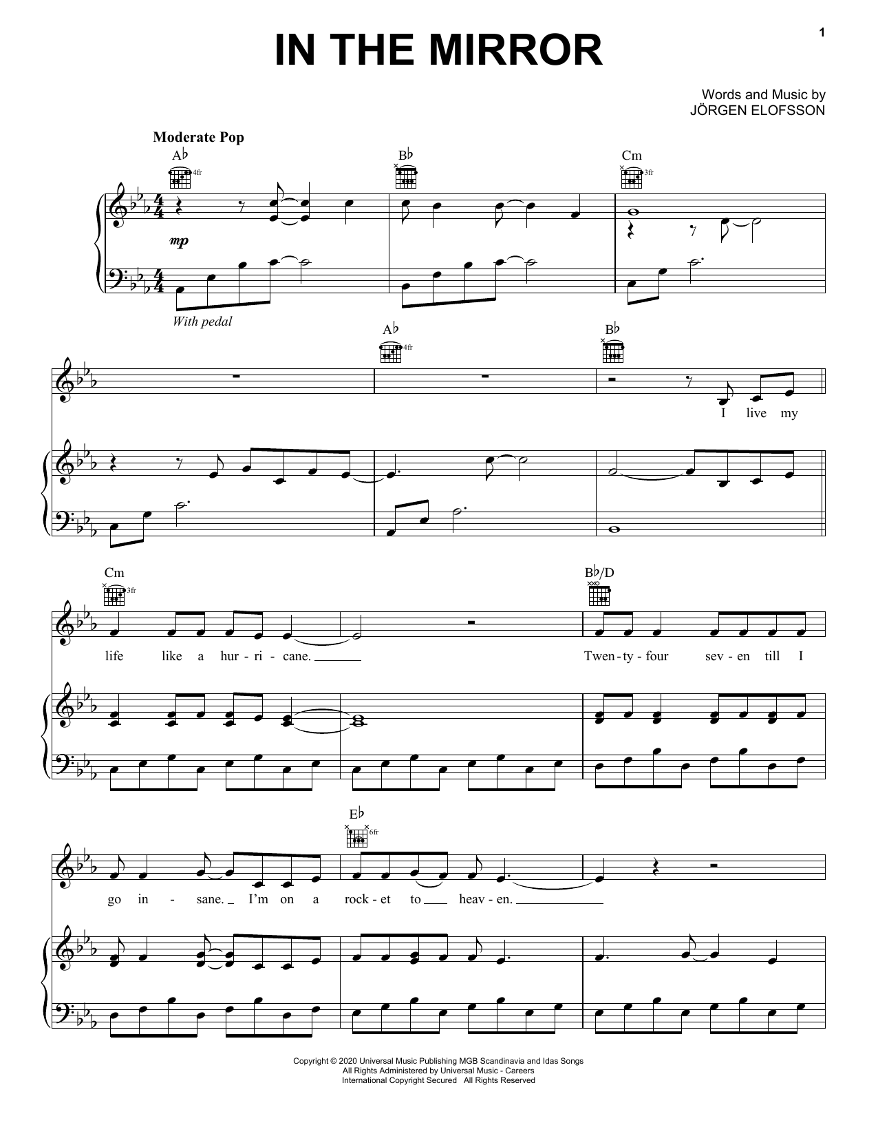 Download Demi Lovato In The Mirror (from Eurovision Song Con Sheet Music