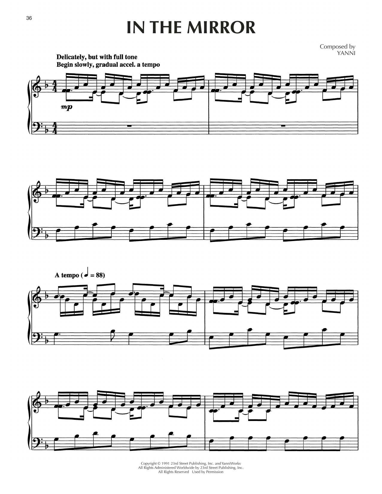 Download Yanni In The Mirror Sheet Music