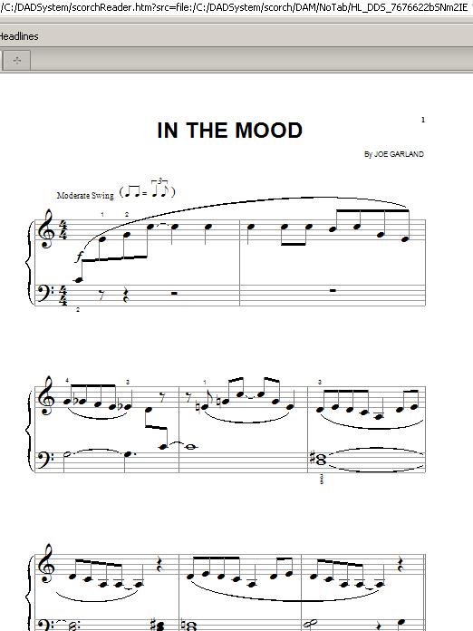 Download Glenn Miller & His Orchestra In The Mood Sheet Music