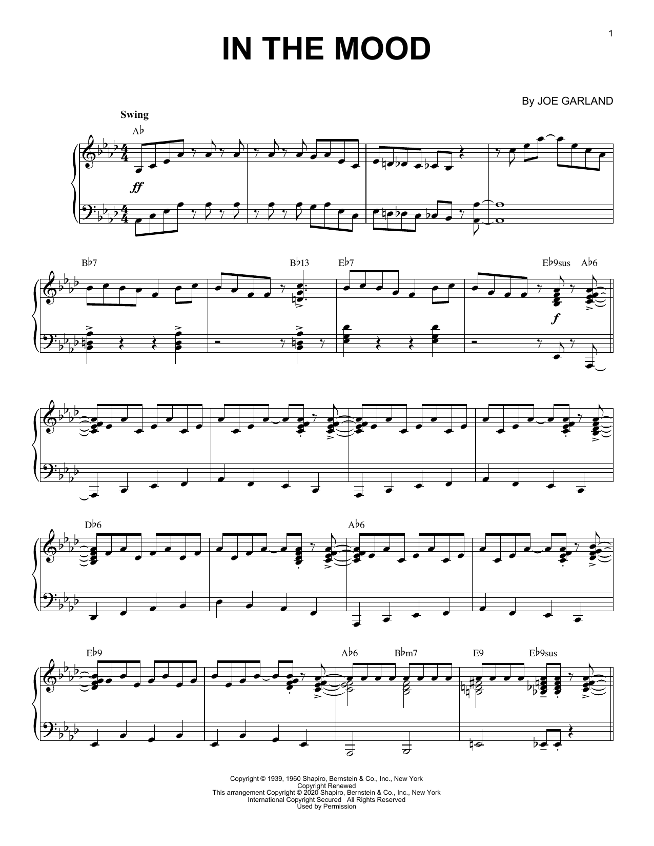 Download Glenn Miller & His Orchestra In The Mood [Jazz version] (arr. Brent Sheet Music