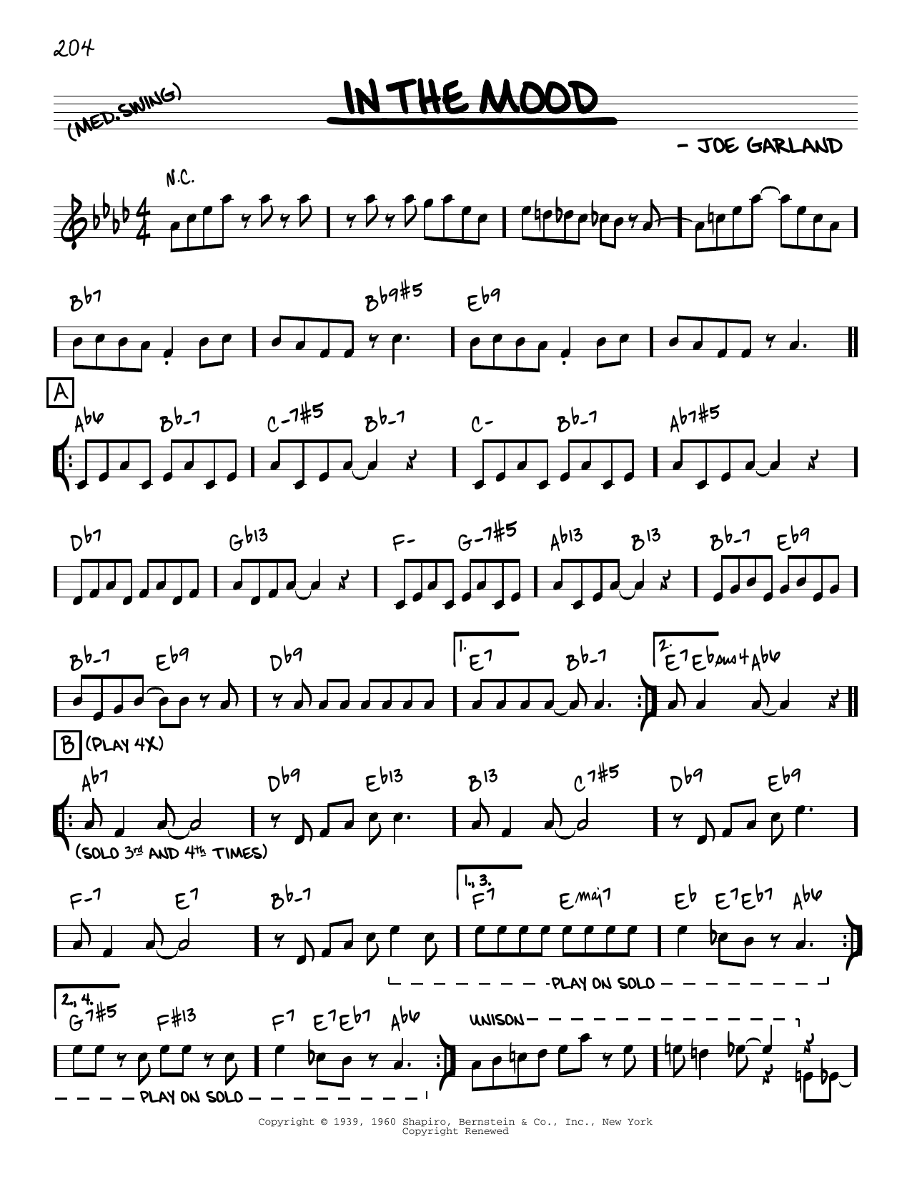 Download Glenn Miller & His Orchestra In The Mood [Reharmonized version] (arr Sheet Music