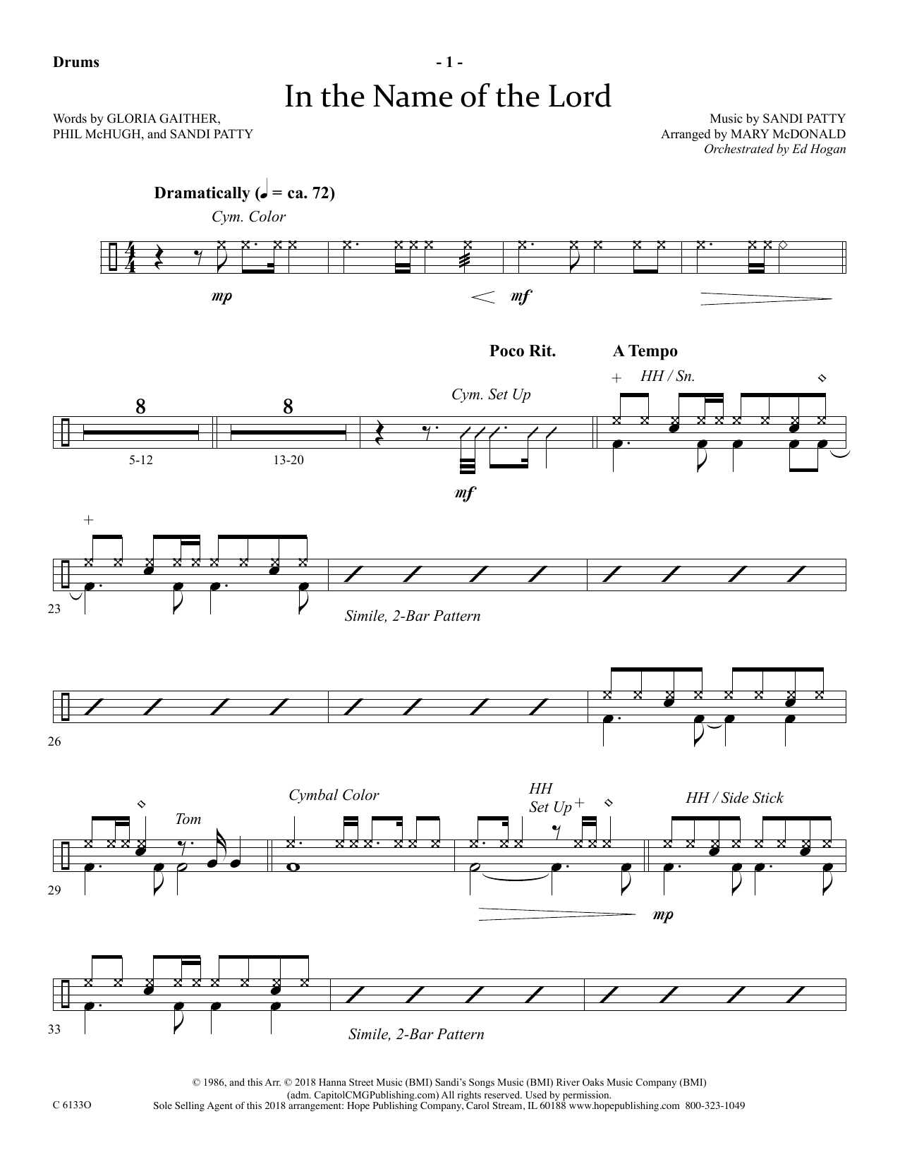 Download Ed Hogan In The Name Of The Lord - Drums Sheet Music