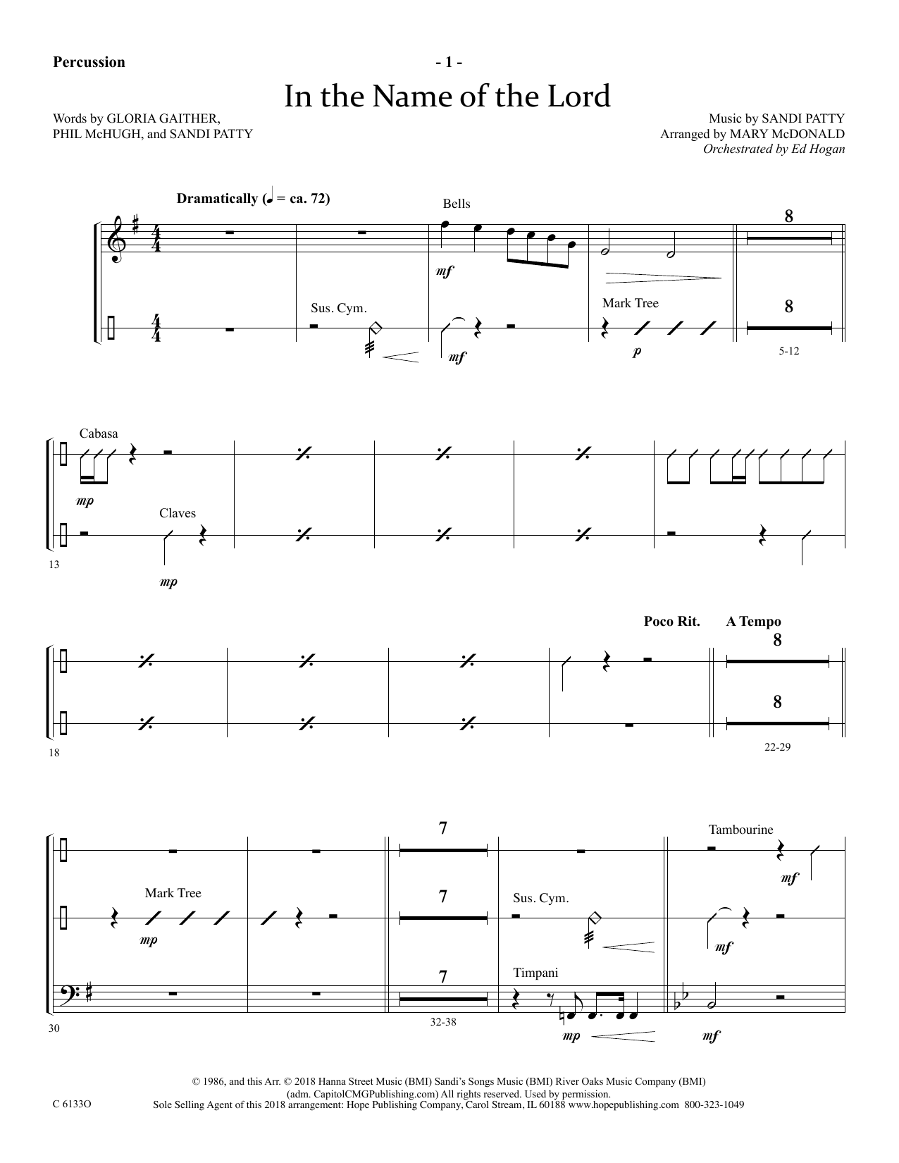 Download Ed Hogan In The Name Of The Lord - Percussion Sheet Music