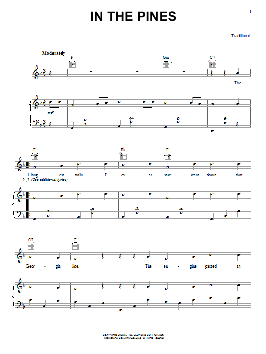 Download Traditional In The Pines Sheet Music