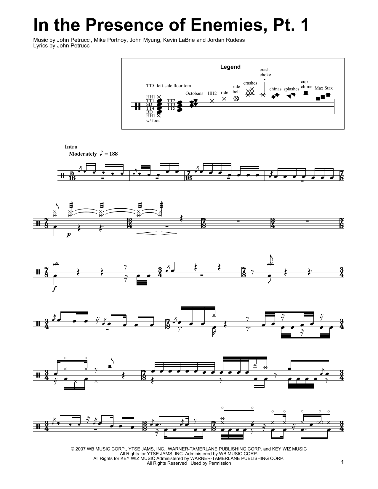 Download Dream Theater In The Presence Of Enemies - Part 1 Sheet Music