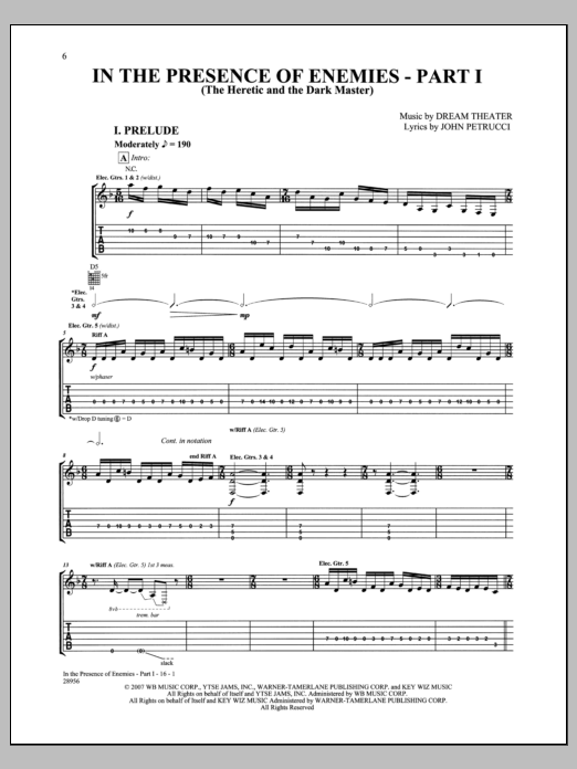 Download Dream Theater In The Presence Of Enemies, Pt. 1 Sheet Music