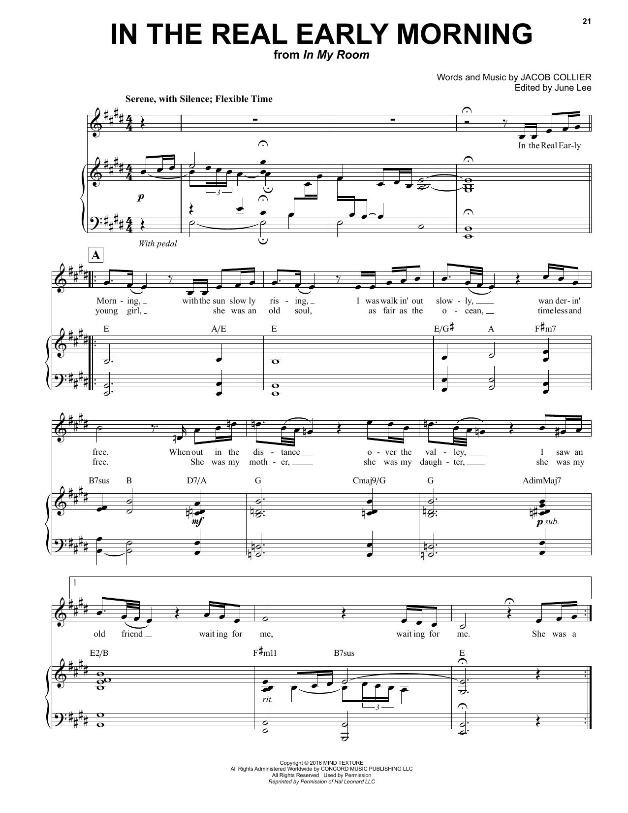 Jacob Collier In The Real Early Morning sheet music notes printable PDF score