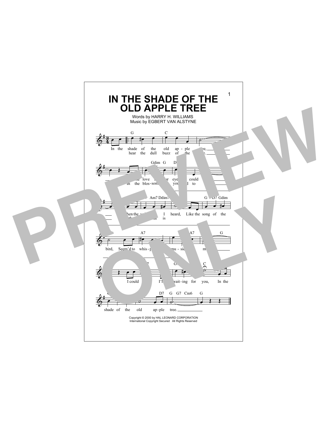 Download Egbert Van Alstyne In The Shade Of The Old Apple Tree Sheet Music
