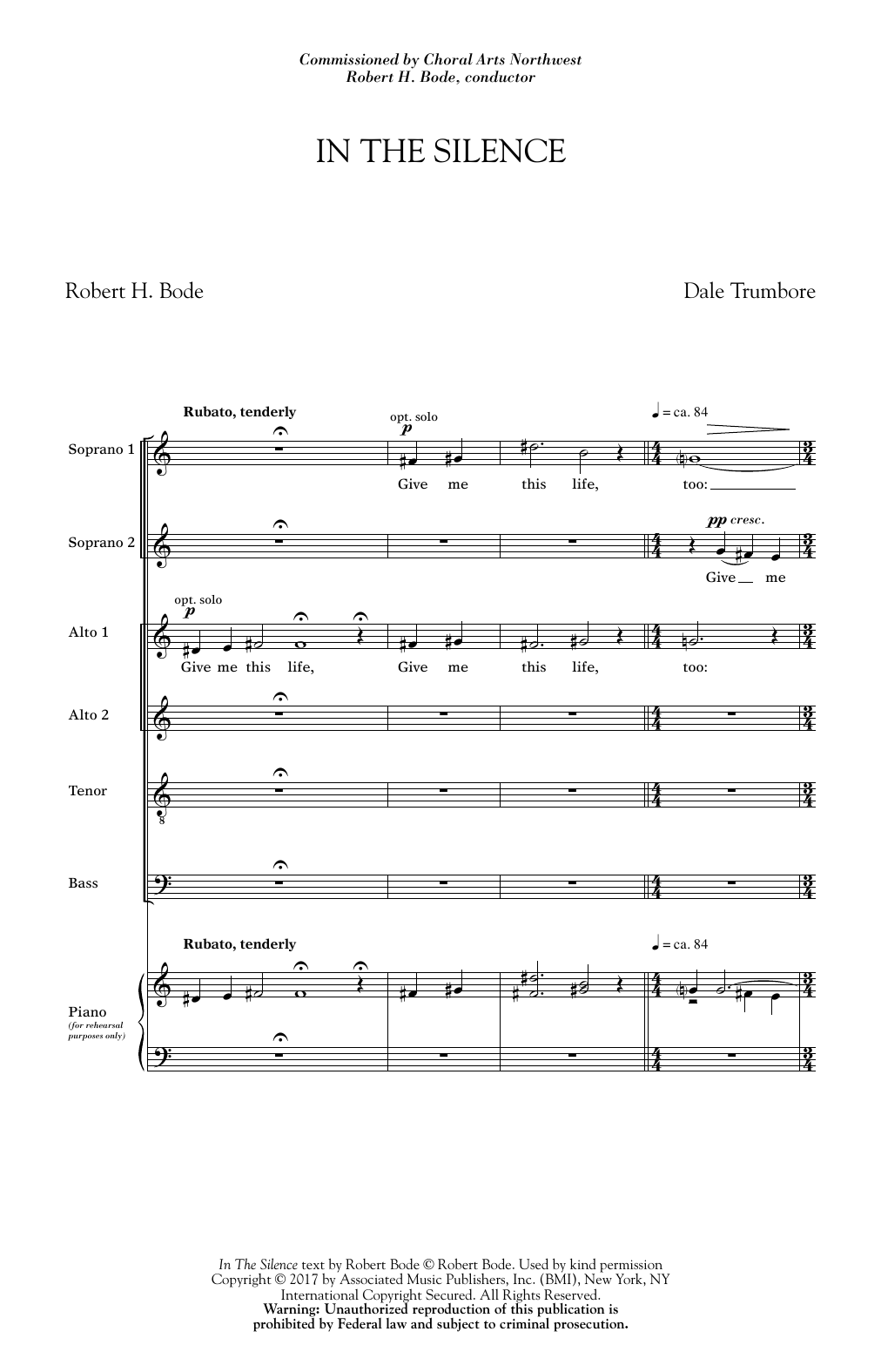 Download Dale Trumbore In The Silence Sheet Music