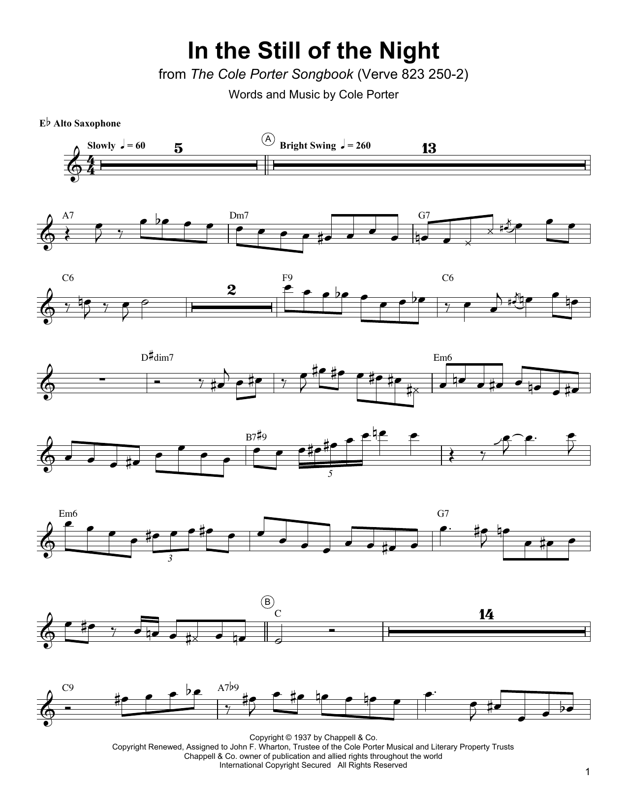 Download Charlie Parker In The Still Of The Night Sheet Music