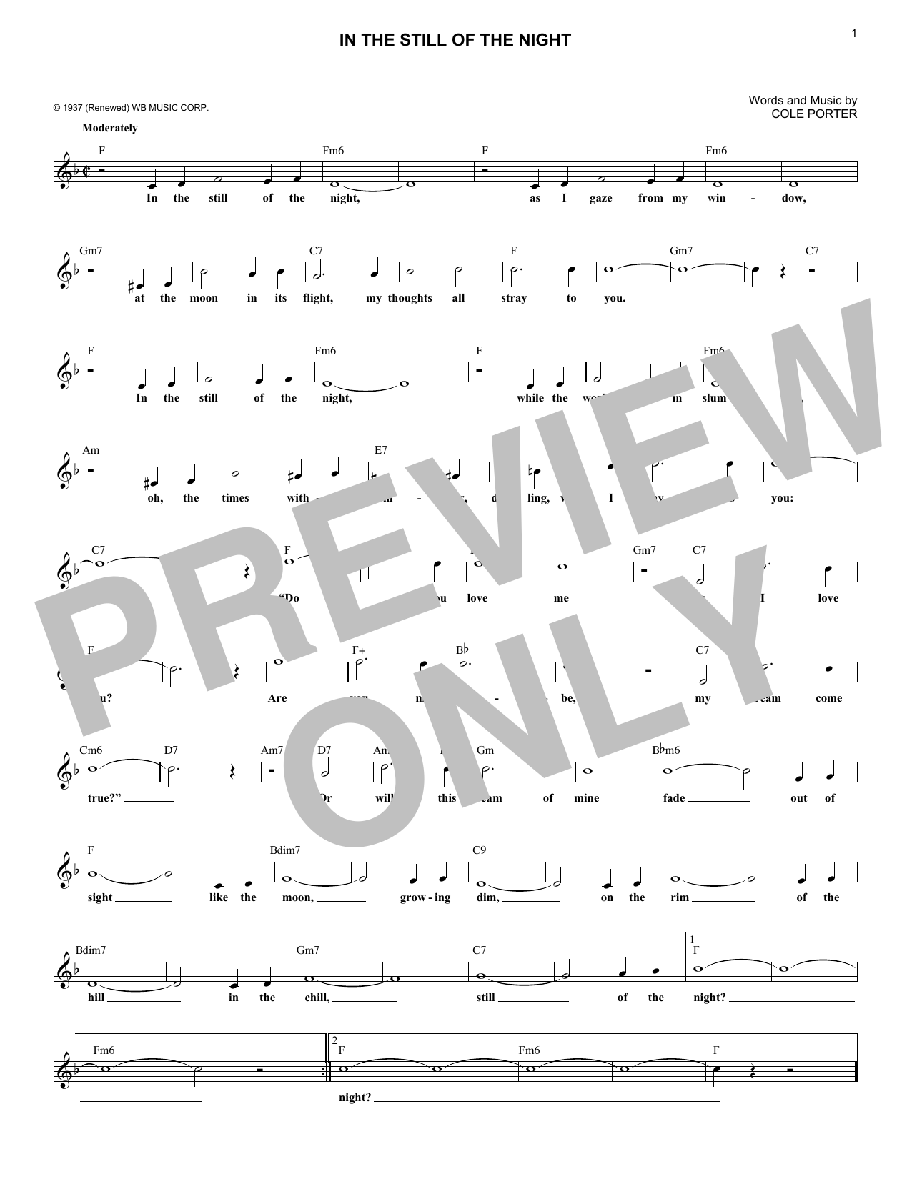 Download Cole Porter In The Still Of The Night Sheet Music