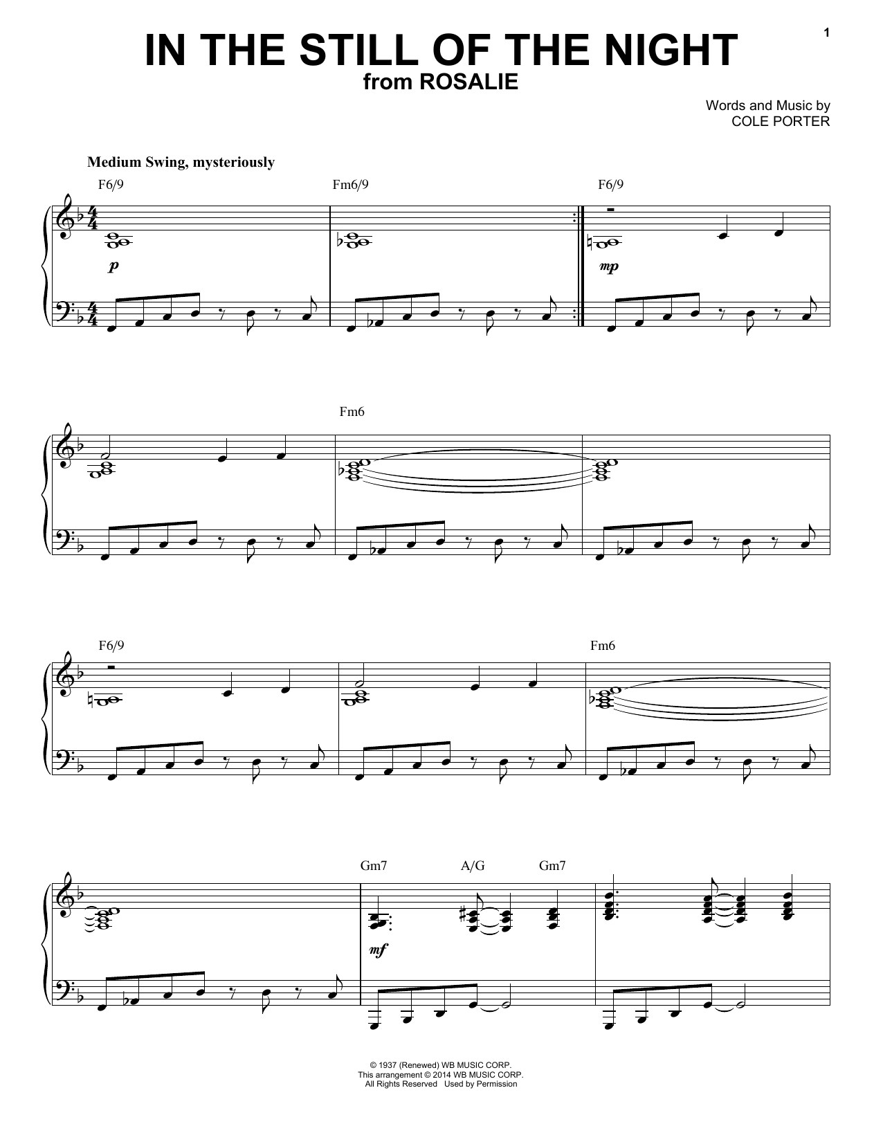 Download Cole Porter In The Still Of The Night [Jazz version Sheet Music