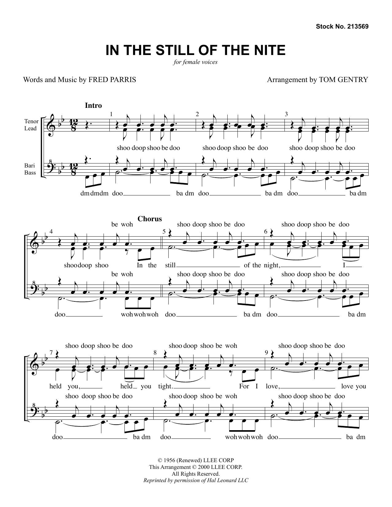 Download The Five Satins In The Still Of The Nite (arr. Tom Gent Sheet Music