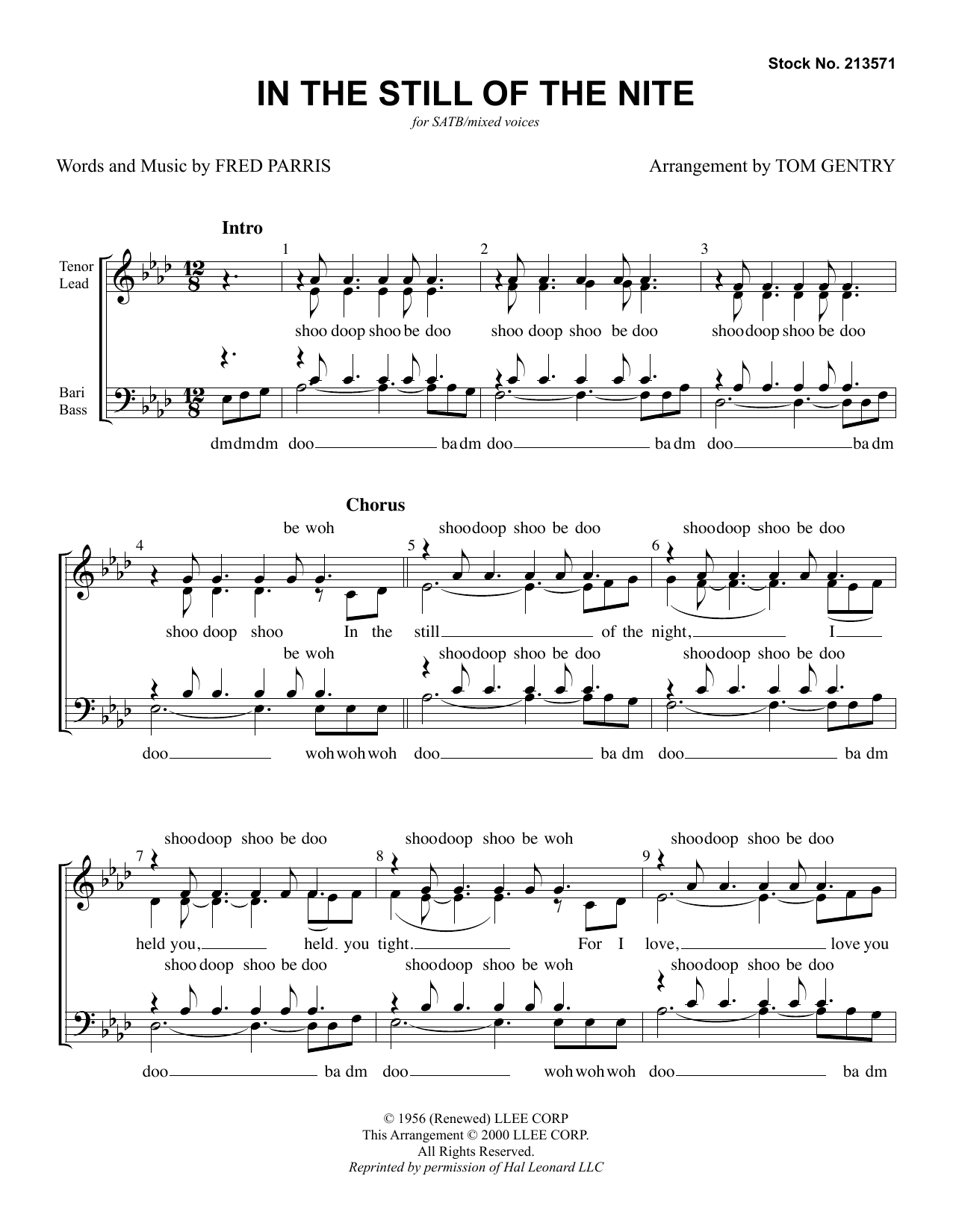 Download The Five Satins In The Still Of The Nite (arr. Tom Gent Sheet Music