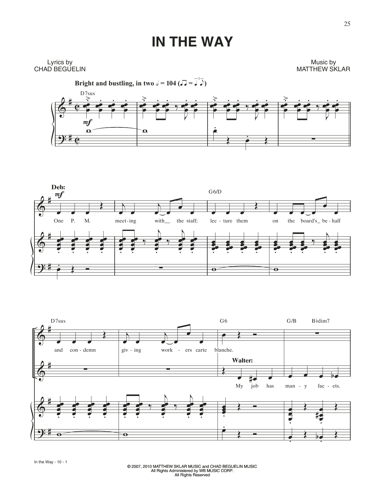 Download Matthew Sklar & Chad Beguelin In The Way (from Elf: The Musical) Sheet Music