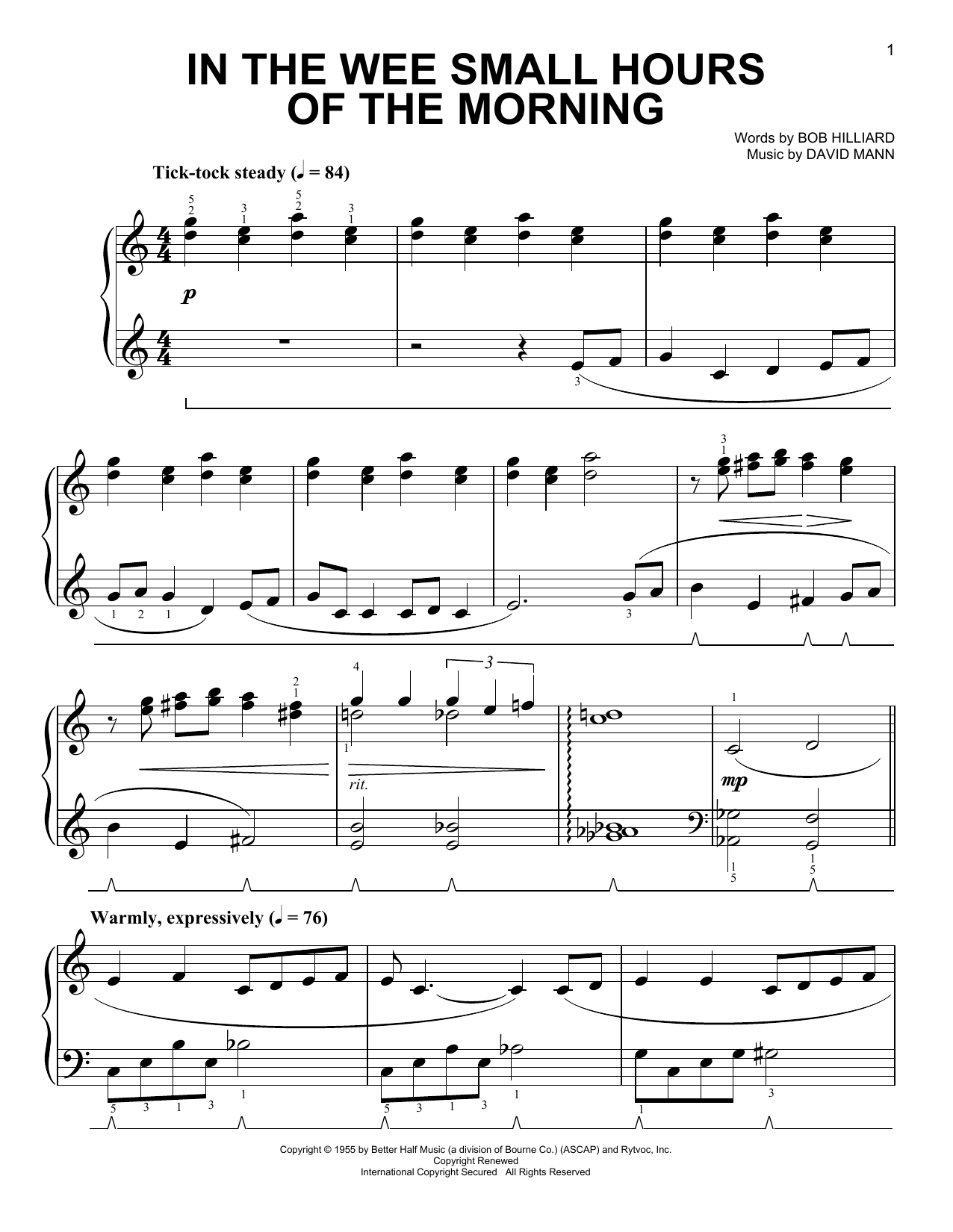 Download Phillip Keveren In The Wee Small Hours Of The Morning Sheet Music