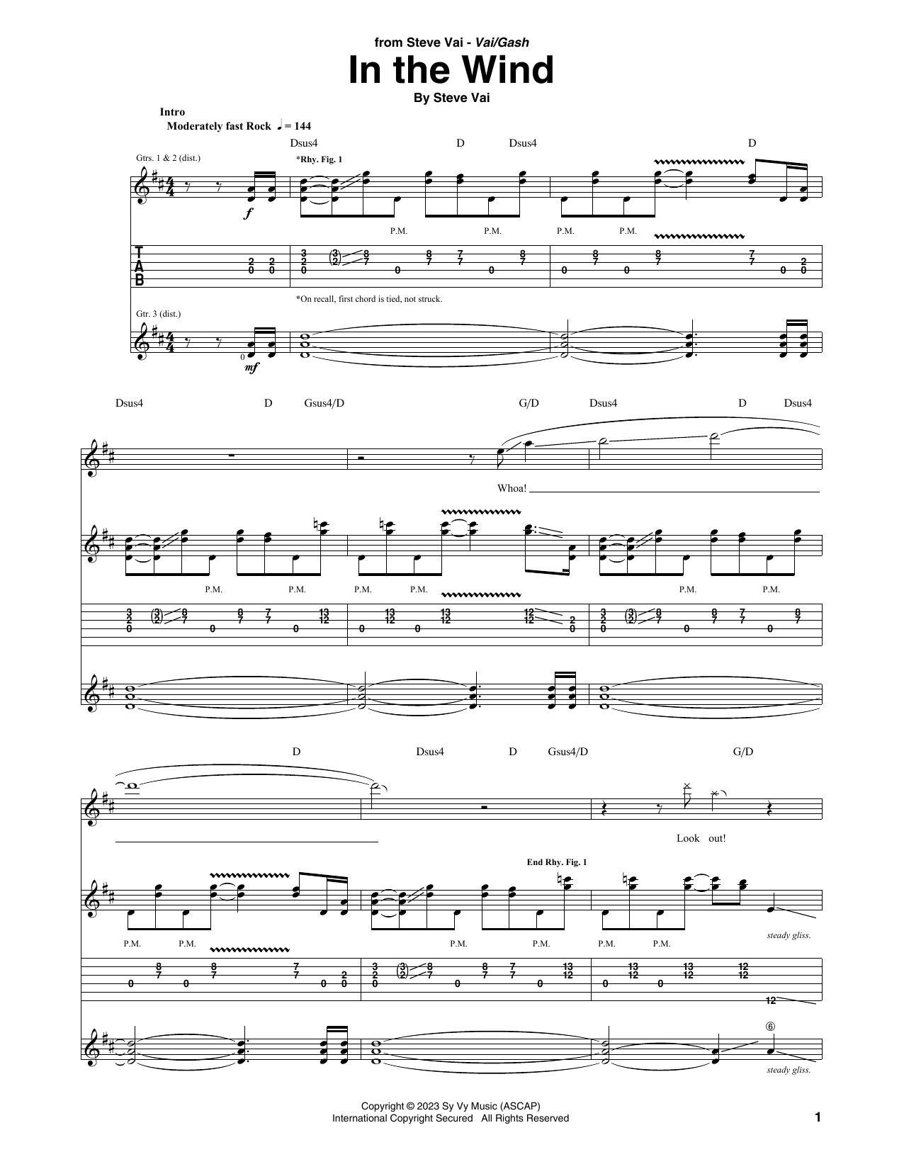 Download Steve Vai In The Wind Sheet Music