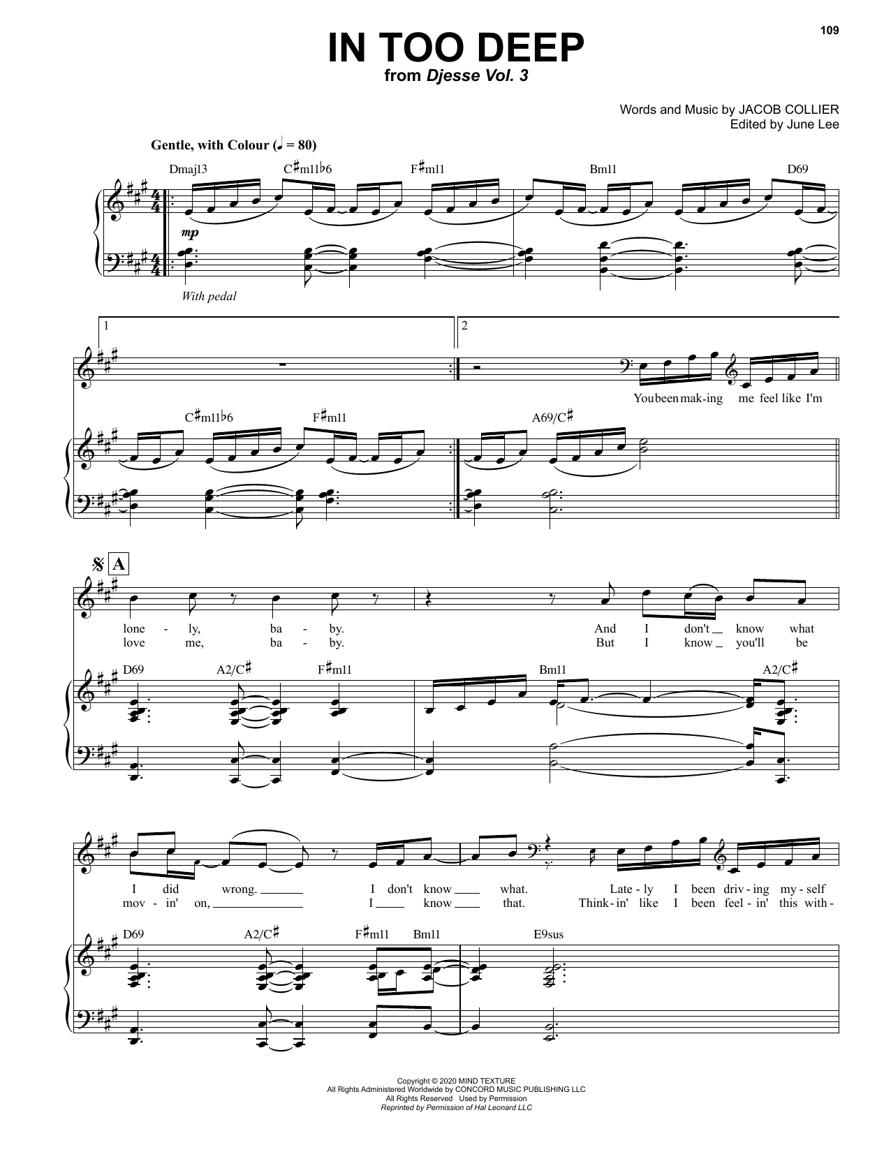 Jacob Collier In Too Deep sheet music notes printable PDF score
