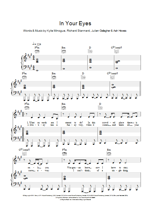 Download Kylie Minogue In Your Eyes Sheet Music
