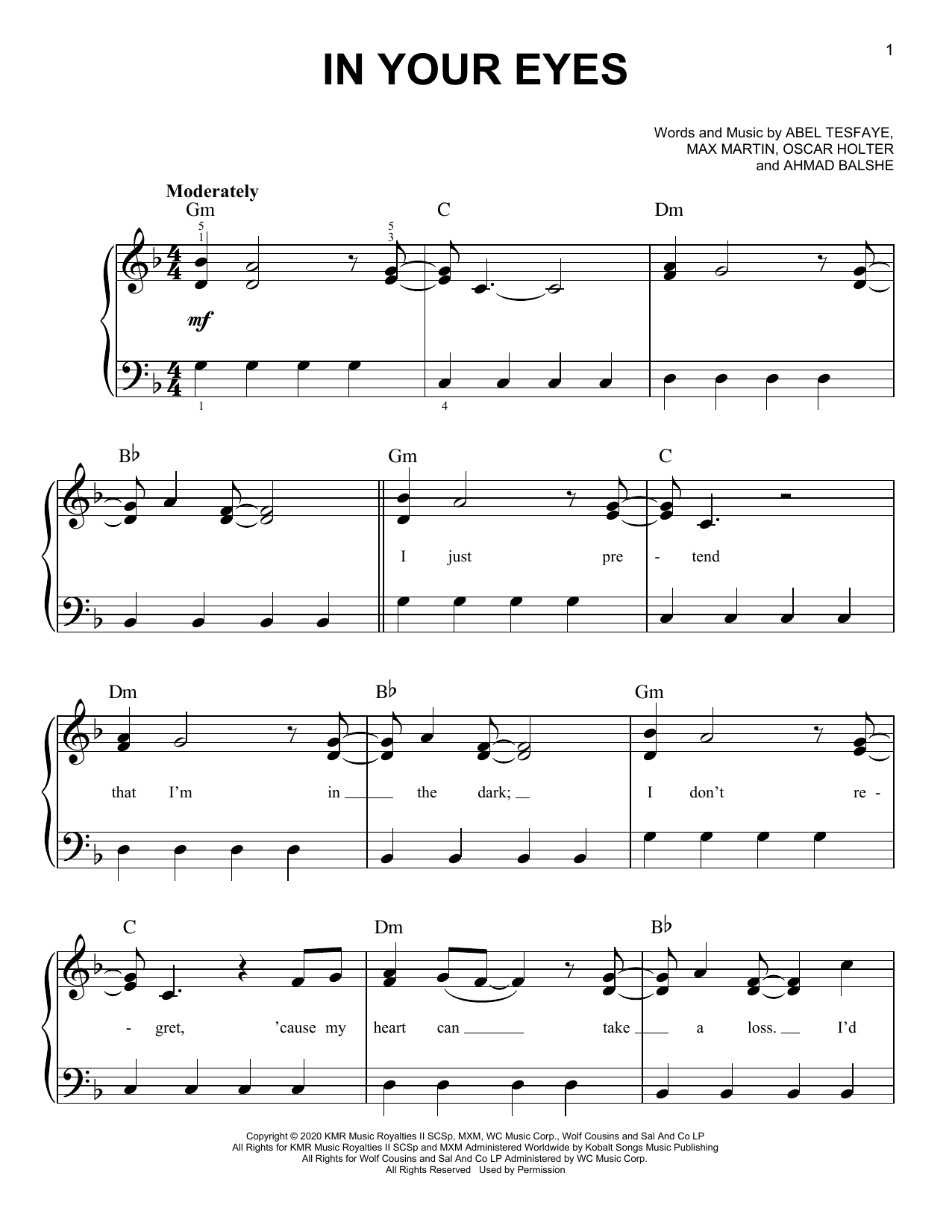 Download The Weeknd In Your Eyes Sheet Music