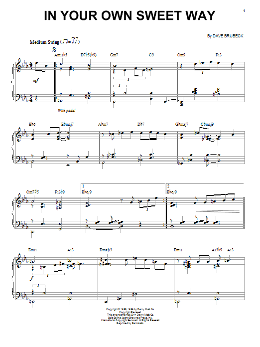 Download Dave Brubeck In Your Own Sweet Way Sheet Music