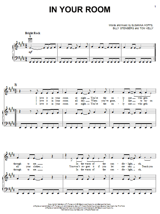 Download The Bangles In Your Room Sheet Music
