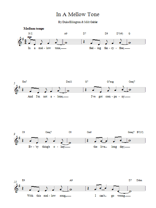 Duke Ellington In A Mellow Tone sheet music notes printable PDF score