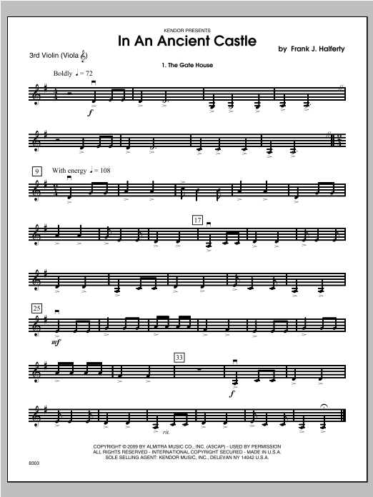 Download Halferty In An Ancient Castle - Violin 3 Sheet Music
