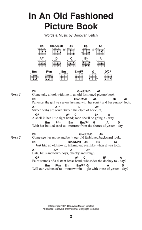 Download Donovan In An Old Fashioned Picture Book Sheet Music