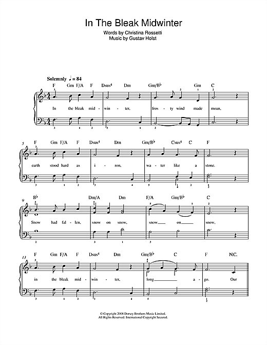 Gustav Holst In The Bleak Midwinter sheet music notes printable PDF score