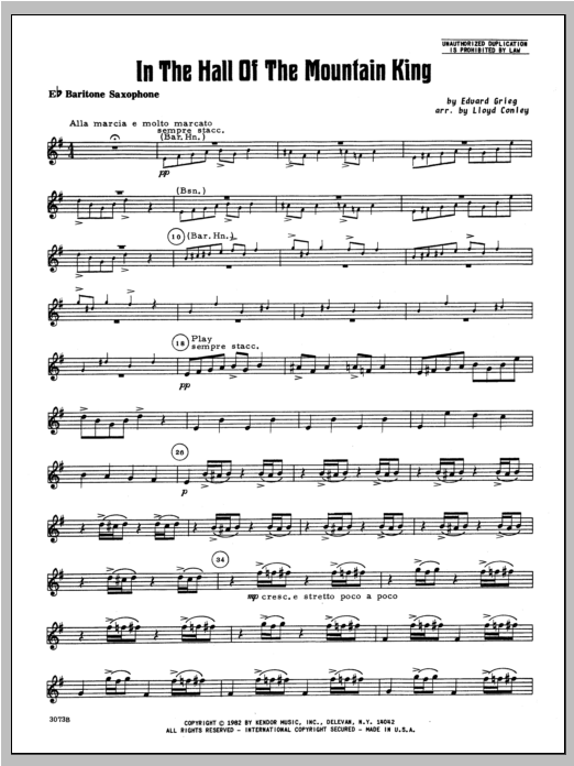 Download Lloyd Conley In the Hall of the Mountain King - Bari Sheet Music