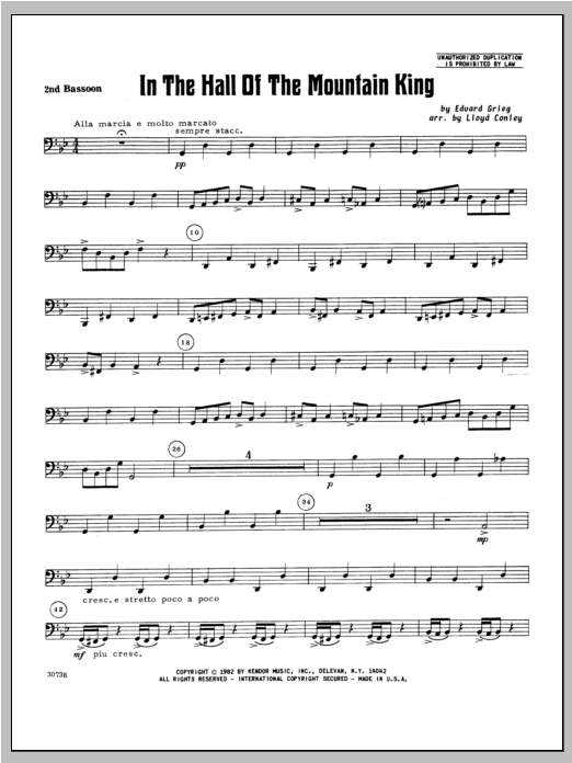 Download Lloyd Conley In the Hall of the Mountain King - Bass Sheet Music