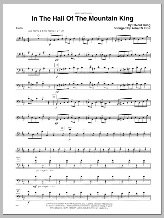 Download Frost In the Hall of the Mountain King - Cell Sheet Music