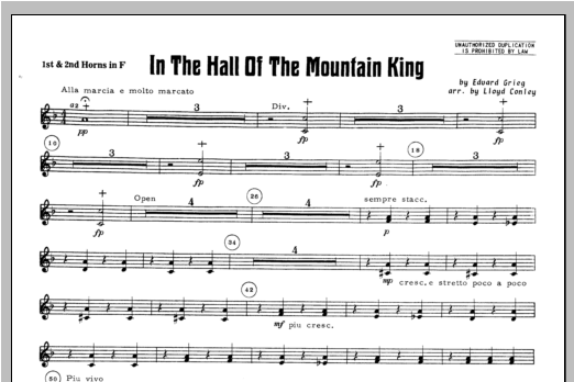 Download Lloyd Conley In the Hall of the Mountain King - F Ho Sheet Music