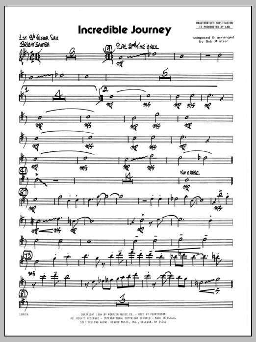 Download Bob Mintzer Incredible Journey - 1st Bb Tenor Saxop Sheet Music