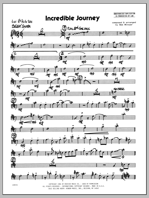 Download Bob Mintzer Incredible Journey - 1st Eb Alto Saxoph Sheet Music